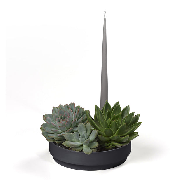 Aery - Orbital Step Ceramic Candle Holder - Black
