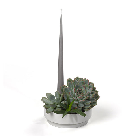 Aery - Orbital Step Ceramic Candle Holder - White