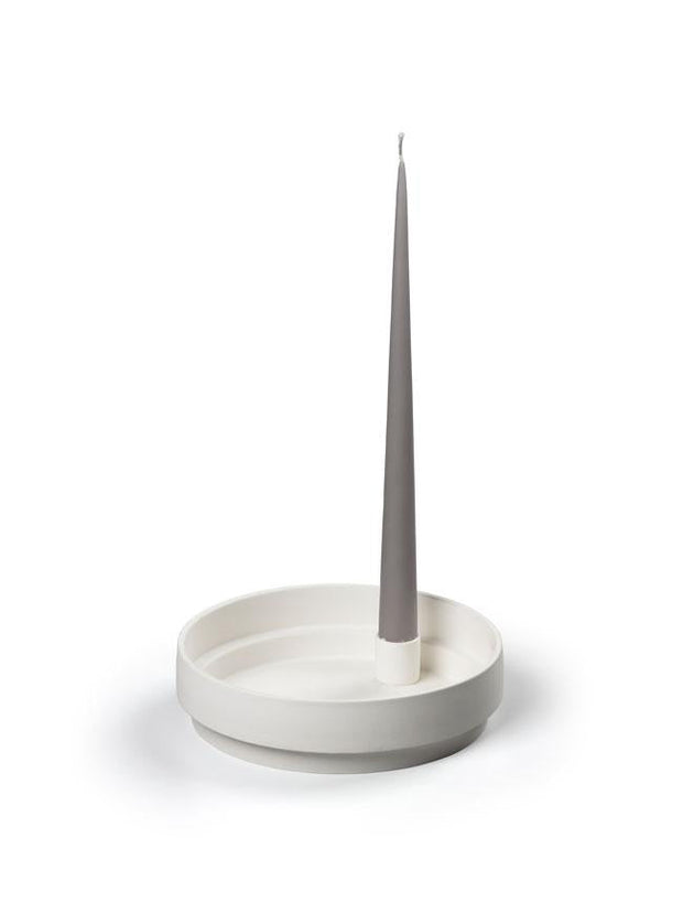 Aery - Orbital Step Ceramic Candle Holder - White