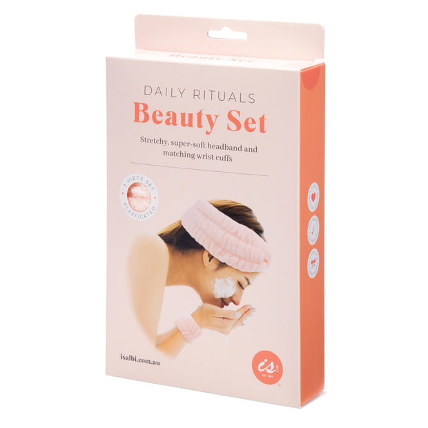 isGift Beauty Rituals Spa Set (2 Asst/12 Disp) Peach/Mint headband:22x8cm wrist band