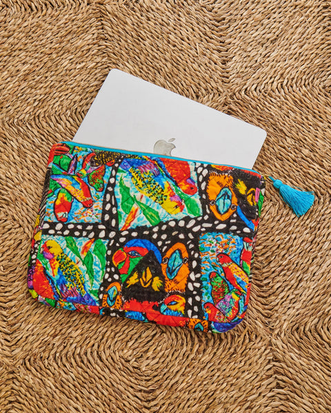 Kip & Co x Jenny Kee - Parrots & Cockatoos Velvet Laptop Case