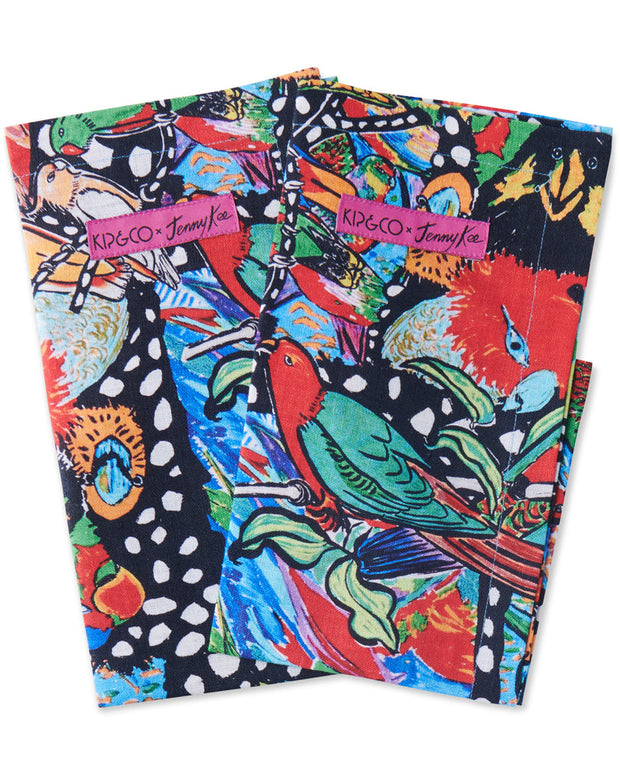 Kip & Co x Jenny Kee - Parrots & Cockatoos Linen 4P Napkin Set