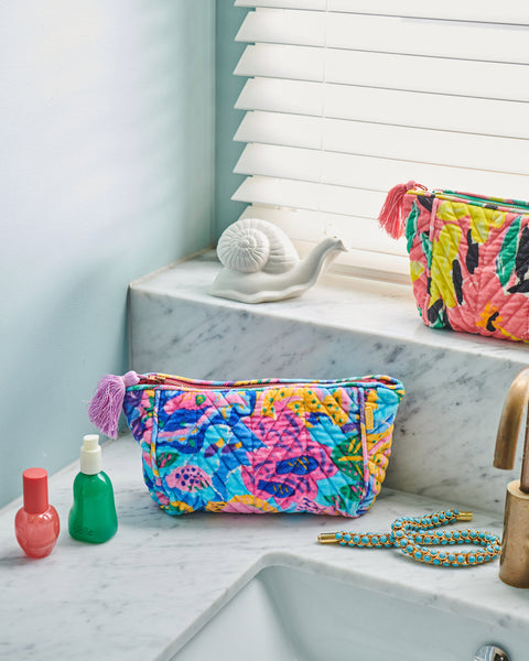 Kip & Co x Ken Done - Reef Garden Velvet Toiletry Bag