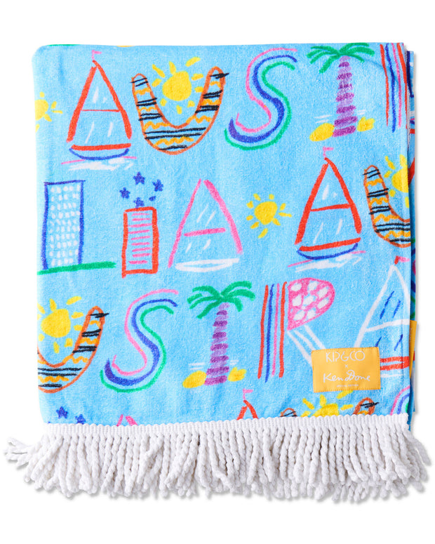 Kip & Co x Ken Done - Australia Mate Terry Beach Towel