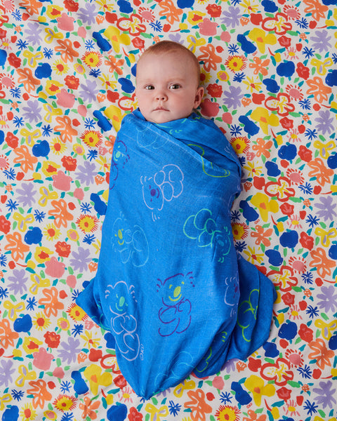 Kip & Co x Ken Done - Koala Cuddles Blue Bamboo Swaddle