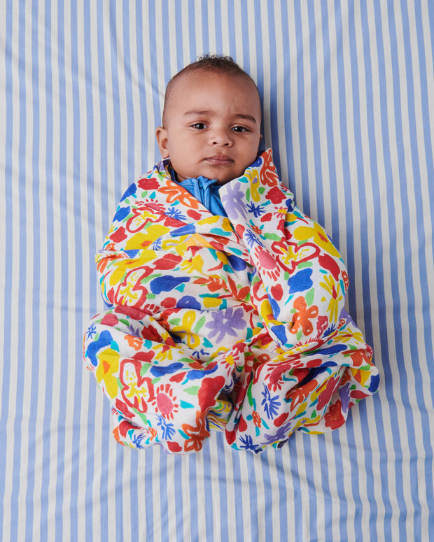 Kip & Co x Ken Done - Summer Floral White Bamboo Swaddle