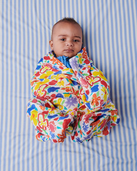 Kip&Co x Ken Done - Summer Floral White Bamboo Swaddle