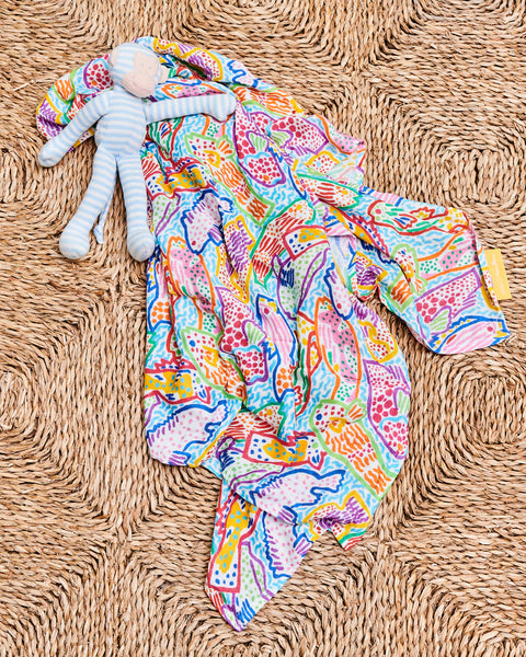 Kip & Co x Ken Done - Rainbow Fish Bamboo Swaddle