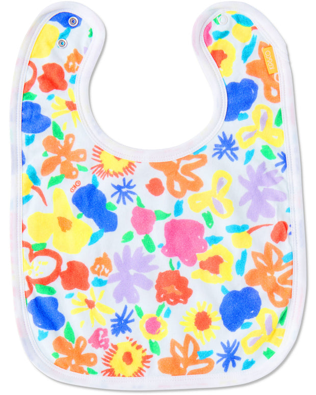 Kip & Co x Ken Done - Summer Floral White Organic Cotton Bib