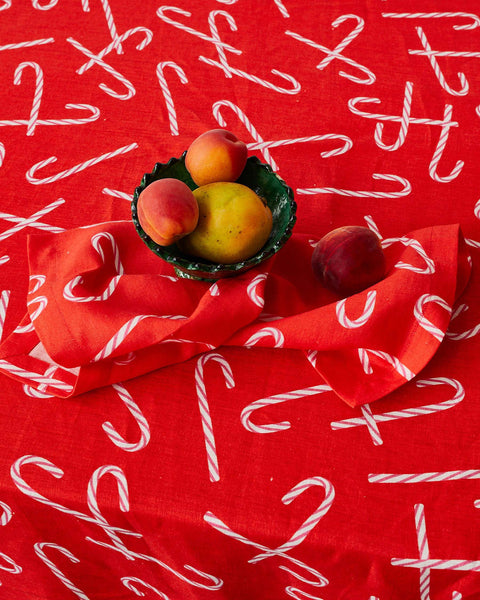 Kip & Co - Candy Cane Red Linen 4 Piece Napkin Set
