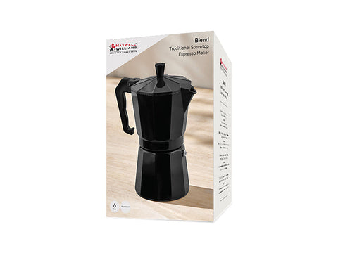 Maxwell & Williams - Blend - Traditional Stovetop Espresso Maker 6cup Gift Boxed (Black)