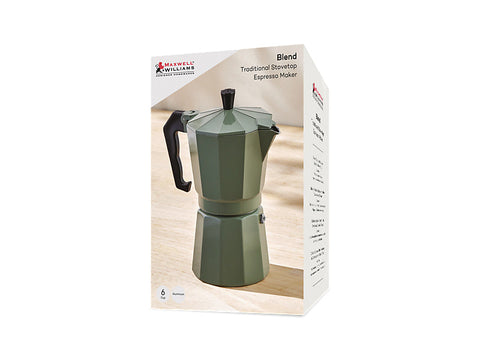 Maxwell & Williams - Blend - Traditional Stovetop Espresso Maker 6cup Gift Boxed (Sage)