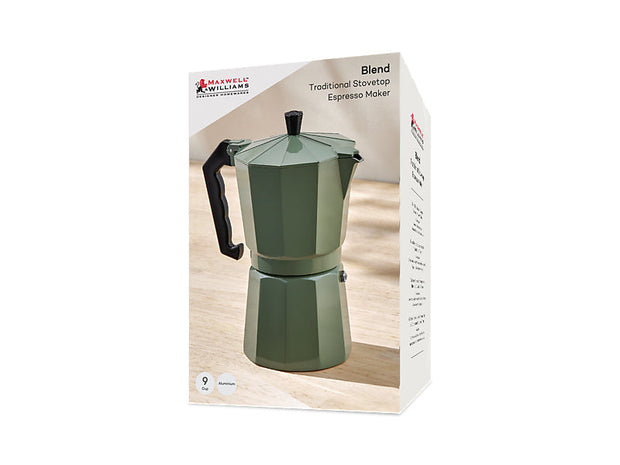 Maxwell & Williams - Blend - Traditional Stovetop Espresso Maker 9cup Gift Boxed (Sage)