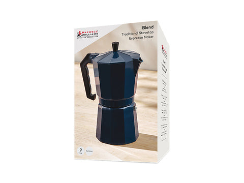 Maxwell & Williams - Blend - Traditional Stovetop Espresso Maker 9cup Gift Boxed (Navy)