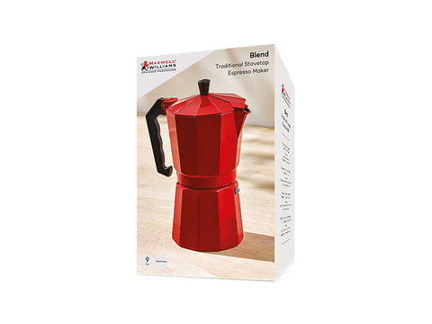 Maxwell & Williams - Blend - Traditional Stovetop Espresso Maker 9cup Gift Boxed (Red)