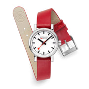 Mondaine - Evo2 26mm Petite Watch - Red Vegan Leather Strap Watch