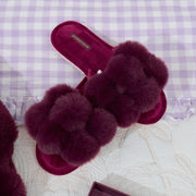 Annabel Trends - Cozy Luxe Pom Pom Slipper - Mulberry