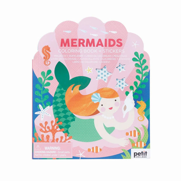 Petit Collage - Colouring Book With Stickers - Mermaids