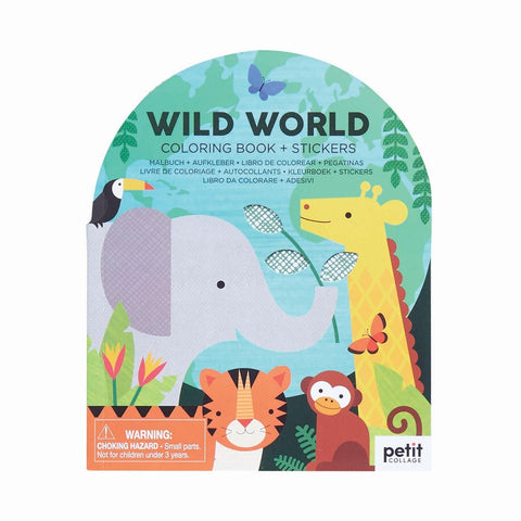 Petit Collage - Colouring Book With Stickers - Wild World