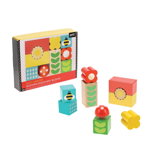 Petit Collage - Busy Garden Wooden Discovery Blocks