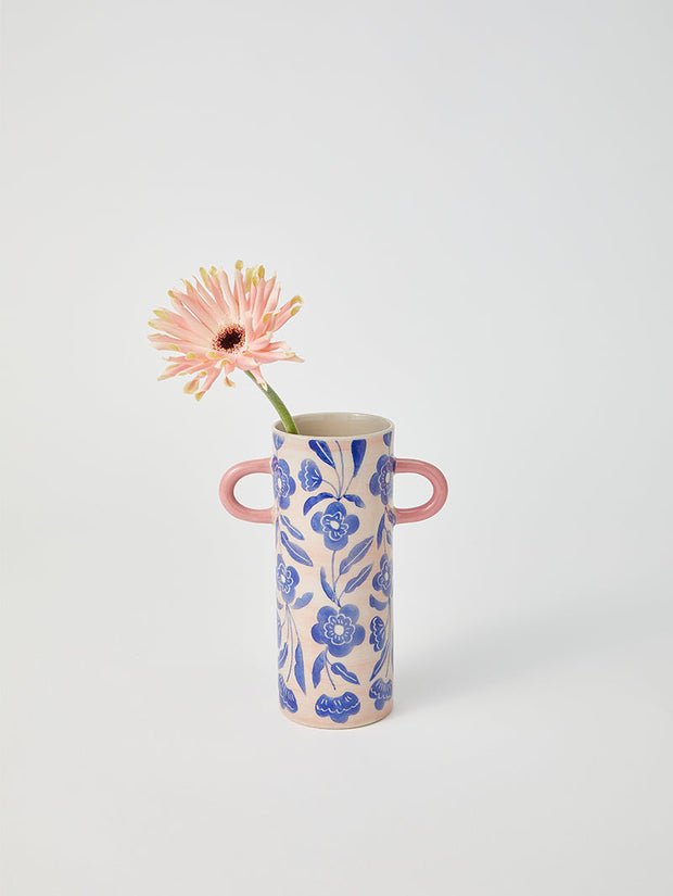 Jones & Co - Griffe Blue Floral Bud Vase