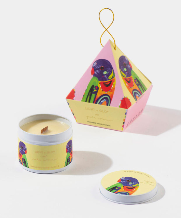 Pete Cromer x Light + Glo - Rainbow Lorikeet – Japanese Honeysuckle Scented Candle