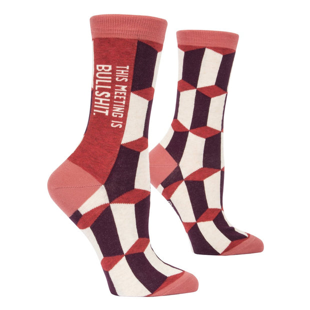 Blue Q - This Meeting is Bullshit - Ladies Crew Socks