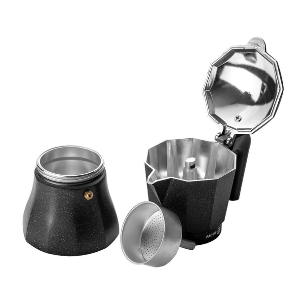 Fagor - Tiramisu Aluminium Espresso Maker: 9 Cups - Charcoal
