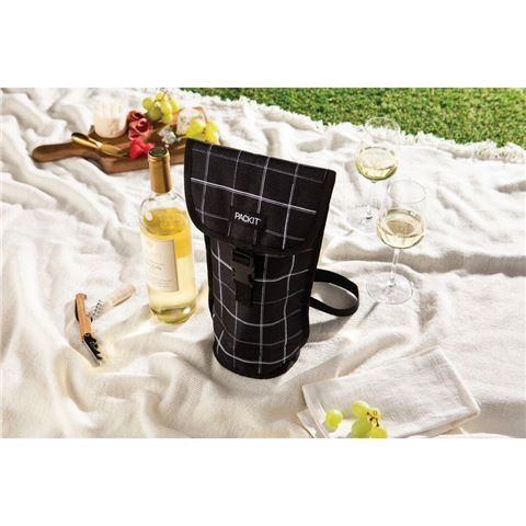 PackIt - Freezable Napa Wine Bag: Black Grid