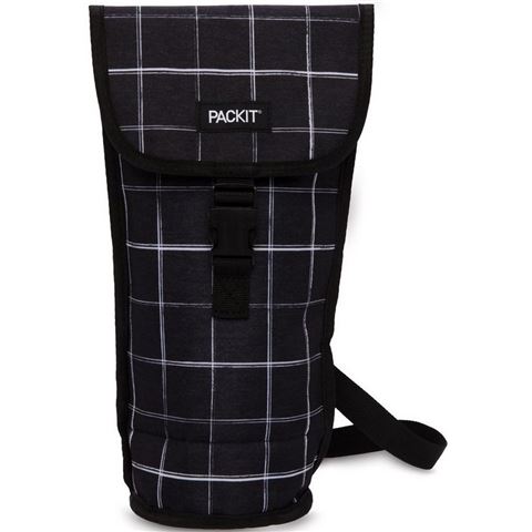 PackIt - Freezable Napa Wine Bag: Black Grid