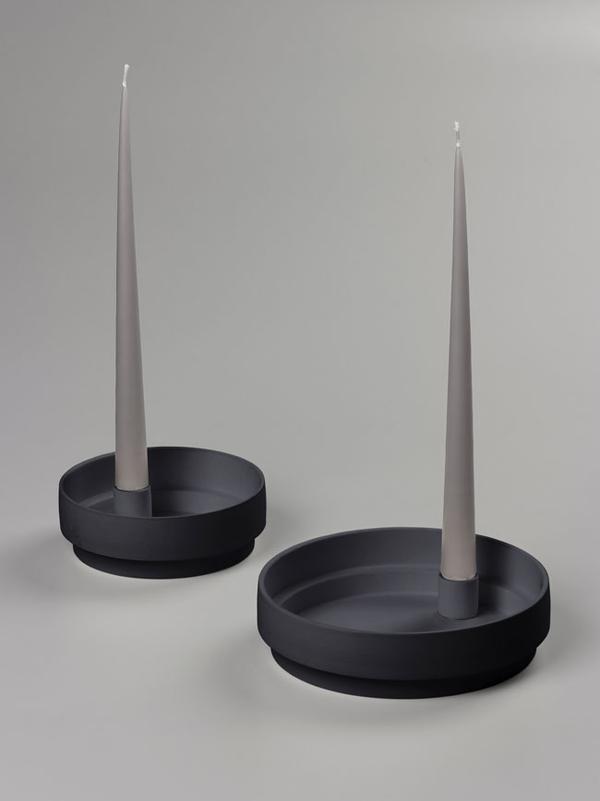 Aery Living - Orbital Step Ceramic Candle Holder - Large - Black