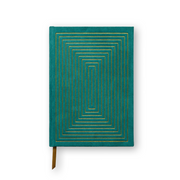 Designworks Ink - Suede Cloth Hardcover Journal - Linear Boxes Green