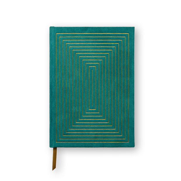 Designworks Ink - Suede Cloth Hardcover Journal - Linear Boxes Green