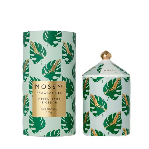 Moss St. Fragrances - Ceramic Candle 320g - Green Sage & Cedar