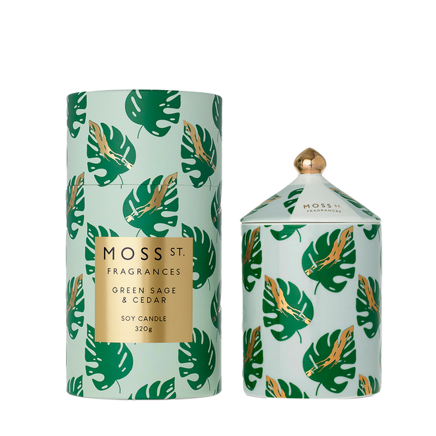 Moss St. Fragrances - Ceramic Candle 320g - Green Sage & Cedar