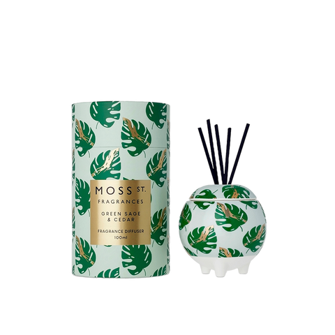 Moss St. Fragrances - Ceramic Diffuser 100ml - Green Sage & Cedar