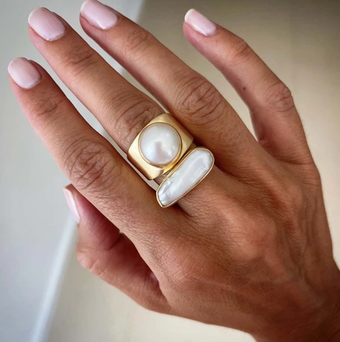 Pearl Dome Ring - Gold