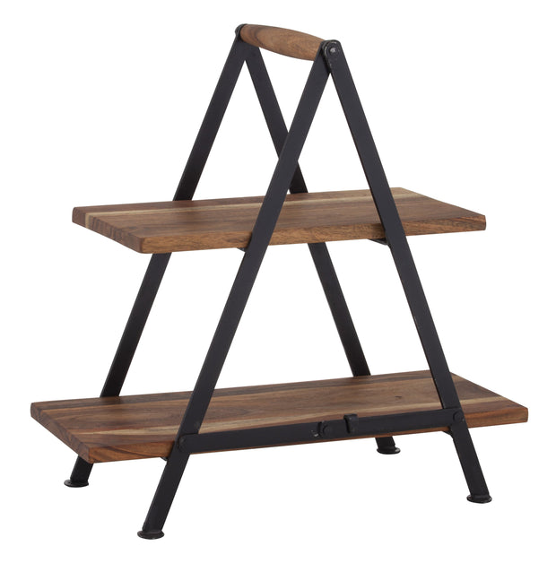 Wooden Two Tier Serving Stand