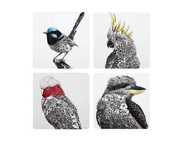 Marini Ferlazzo - Birds of Australia Cork Back Coaster - Set of 4