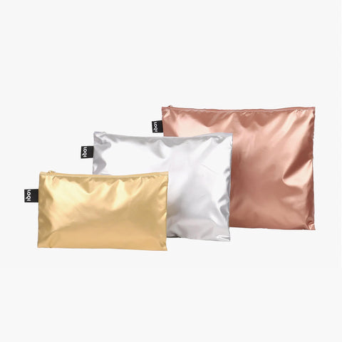 LOQI - Metallic Zip Pockets Set of 3
